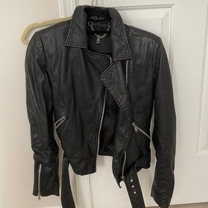 Aqua leather jacket